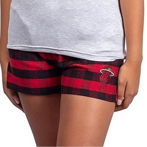 Miami Heat Pajama Shorts Red/Black Buffalo Check Pattern, Size Large.